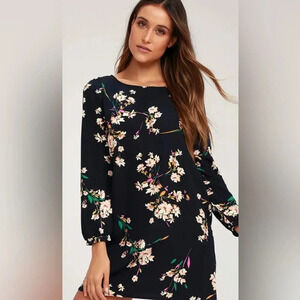Herbaceous Babe Navy Floral Print Shift Dress. Small.